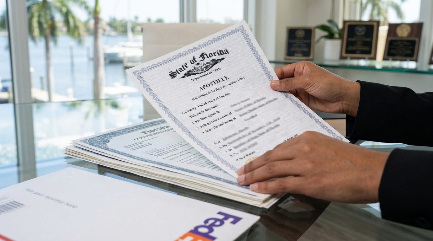 Preparing the Florida apostille request paperwork in Hillsborough County